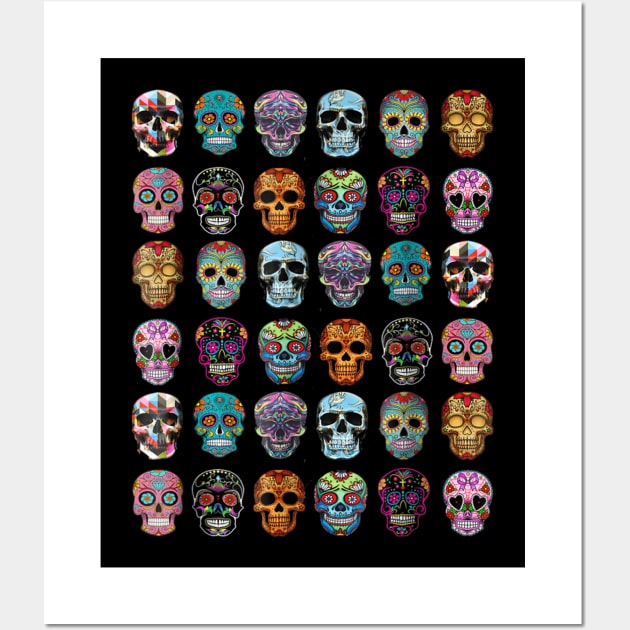 Day of the dead Sugar Skulls Halloween Wall Art by klausgaiser